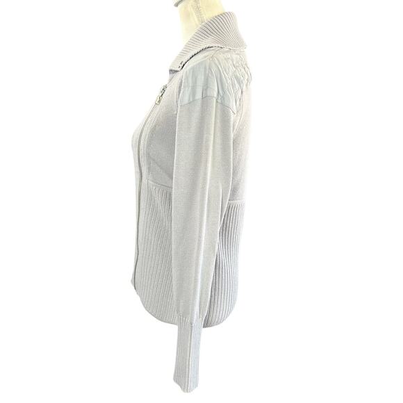 Spanner Sport Knit Jacket Women Size Small Ribbed Gray Asymmetrical Zip Sweater - Picture 7 of 13